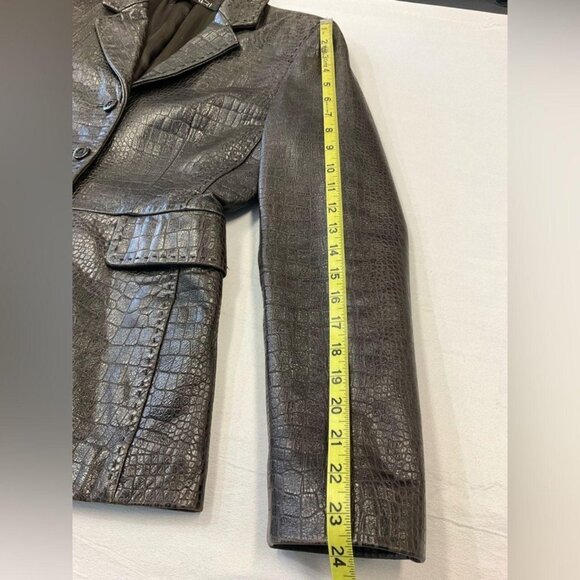 Elie Tahari Women's Brown Leather Jacket, size Medium (8) - Picture 7 of 8